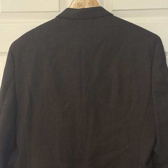 Vintage 80s/90s Pronto Uomo 42S Wool Blazer Brown Micro Check Ventless Poland - Picture 4 of 9
